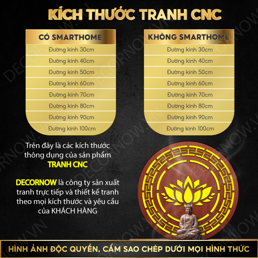 Đèn Hào Quang Phật In Tranh Trúc Chỉ CNC DECORNOW 30,40 cm, Trang Trí Ban Thờ, Hào Quang Trúc Chỉ VÂN GỖ DCN-TCC9