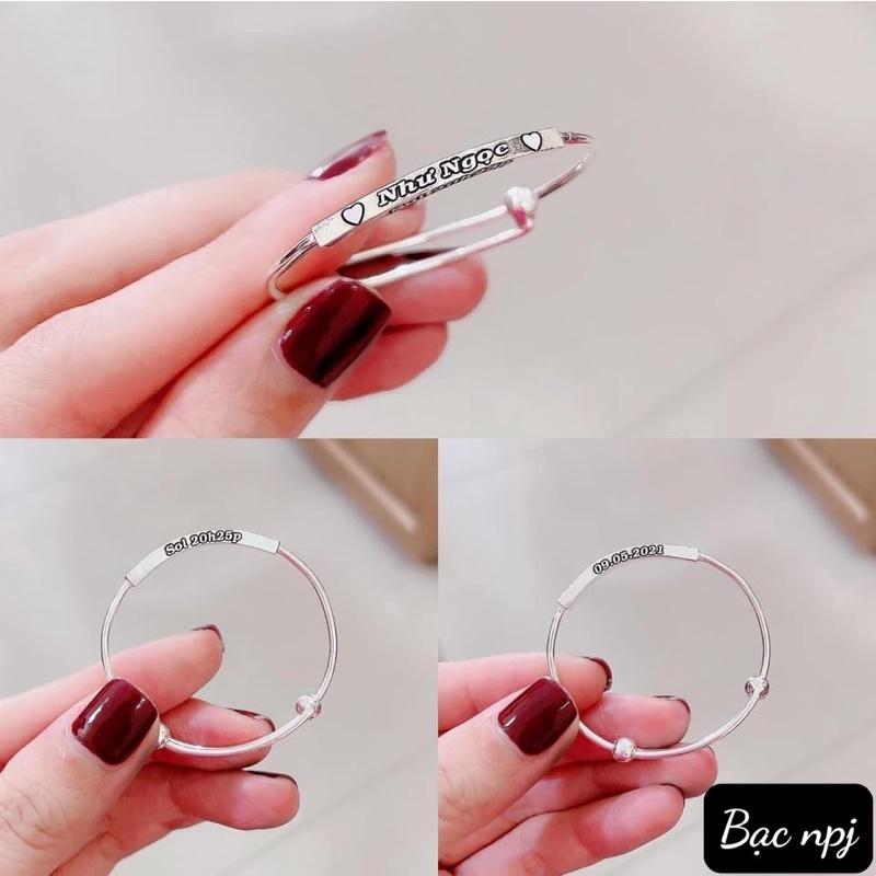 Lắc tay khắc tên, Vòng tay bạc khắc theo yêu cầu ️ Siêu Xinh ️- Bạc Npj
