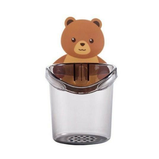 PVN17878 Cốc Đựng Bàn Chải, Kem Đánh Răng Hình Gấu Cute Dính Tường T2