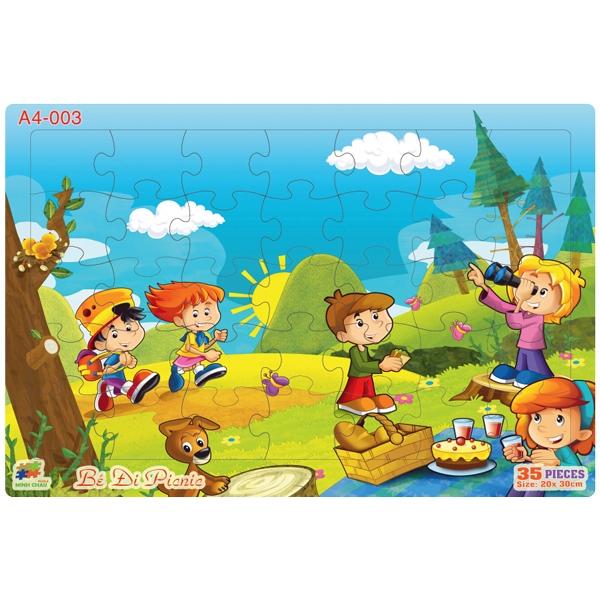 Bộ Xếp Hình Khổ A4 Puzzle Minh Châu 35-03 - Bé Đi Picnic (35 Mảnh Ghép)