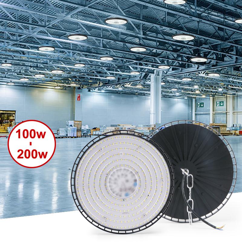 Đèn High Bay 100W 150W 200W UFO LED 220V 6000K Chống Nước IP65 Nhà Kho Đèn Nhà Để Xe Siêu Sáng Chiếu Sáng Công Nghiệp