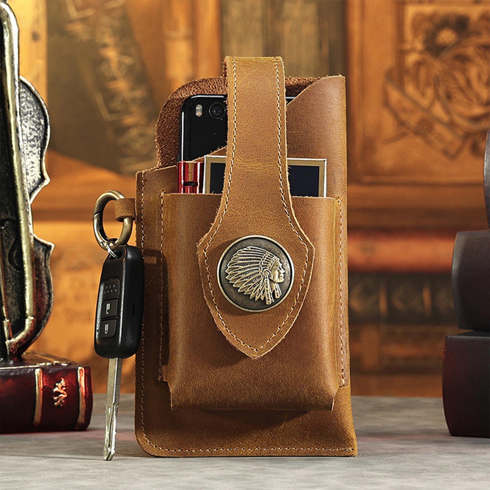 2 Pcs Leather Phone Holster Cases with Belt Clip Multitool Sheath for Phones