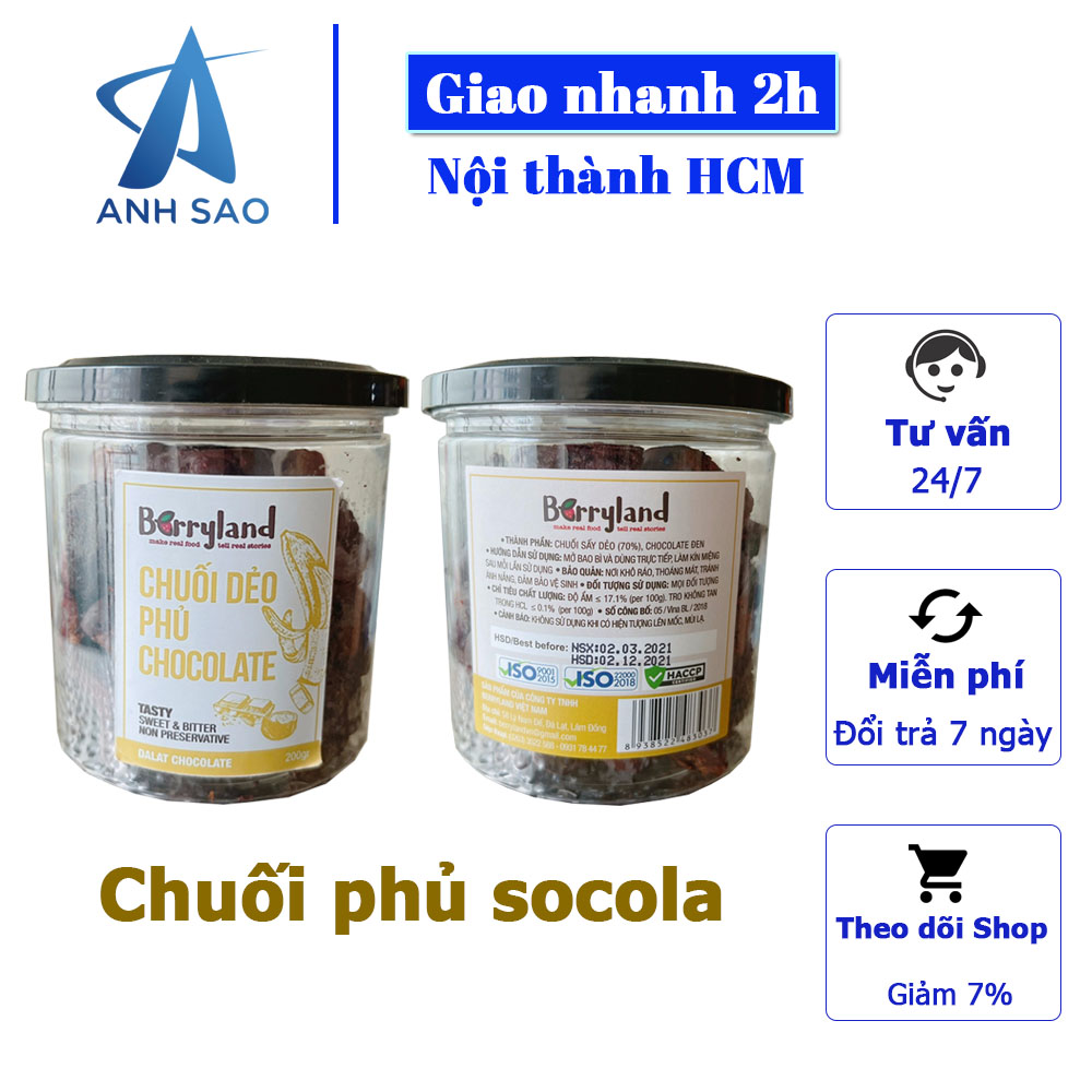 Chuối sấy dẻo phủ Chocolate BerryLand