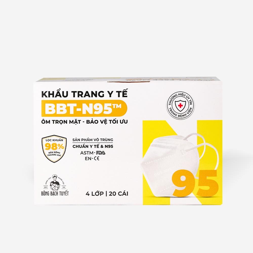 Combo 6 Hộp Khẩu Trang Bông Bạch Tuyết N95 - Trắng (20 cái/hộp)