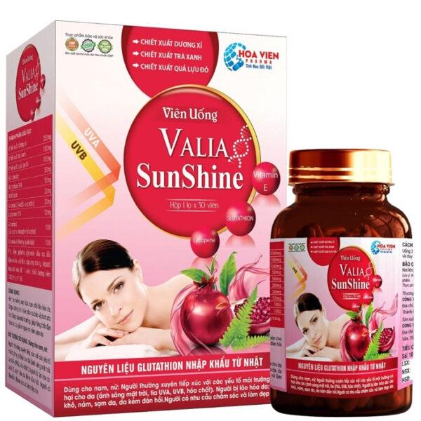 Viên uống chống nắng Valia SunShine - Hỗ trợ tăng tính đàn hồi cho da và giảm nguy cơ nám sạm da giúp làm đẹp da