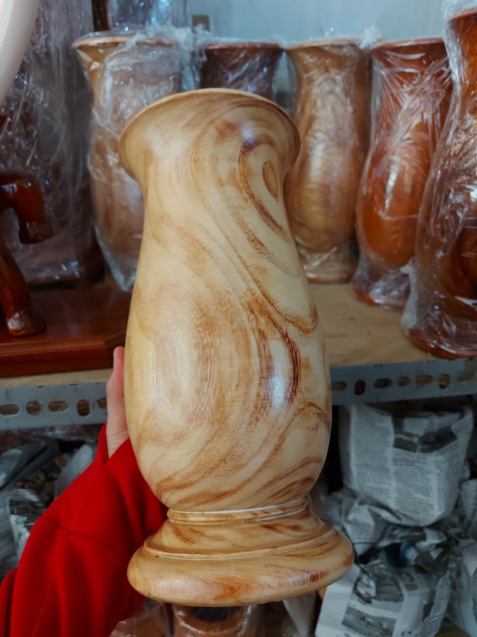 Lọ hoa gỗ gõ nguyên khối cao 26 cm