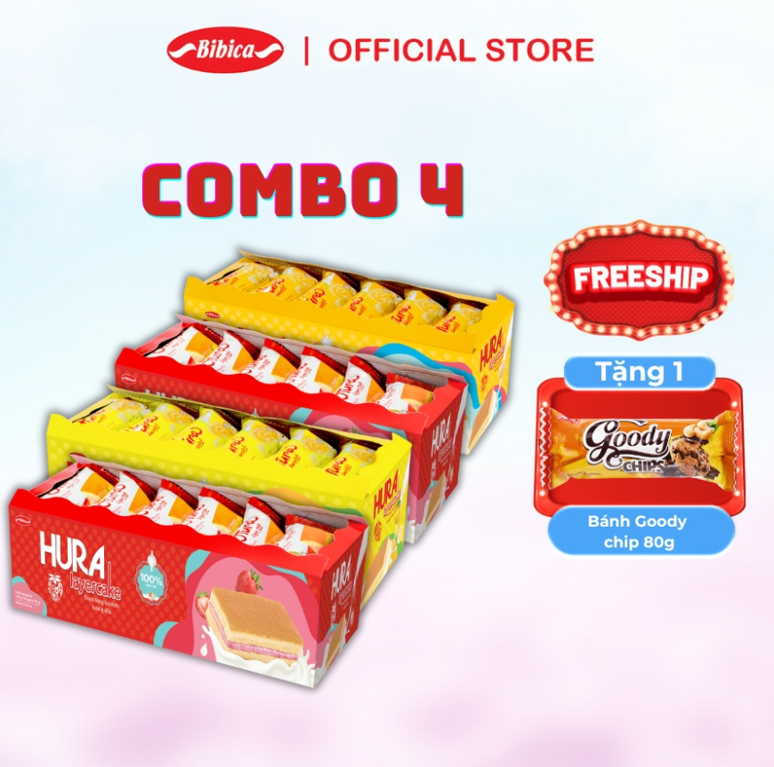 [MUA 4 TẶNG 1] Bánh Hura Layercake Dâu 300g