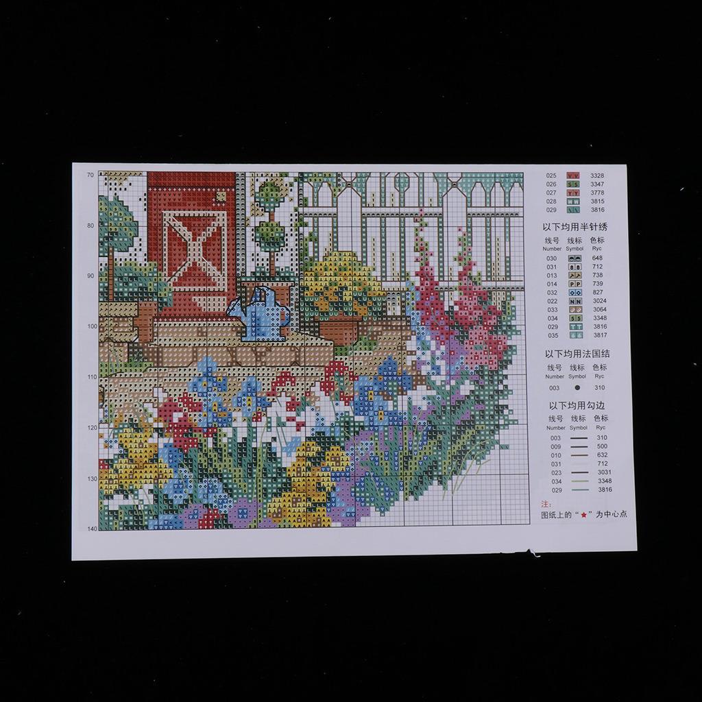1 Set DIY Stamped Cross Stitch Kits with Cottage Pattern Crafts
