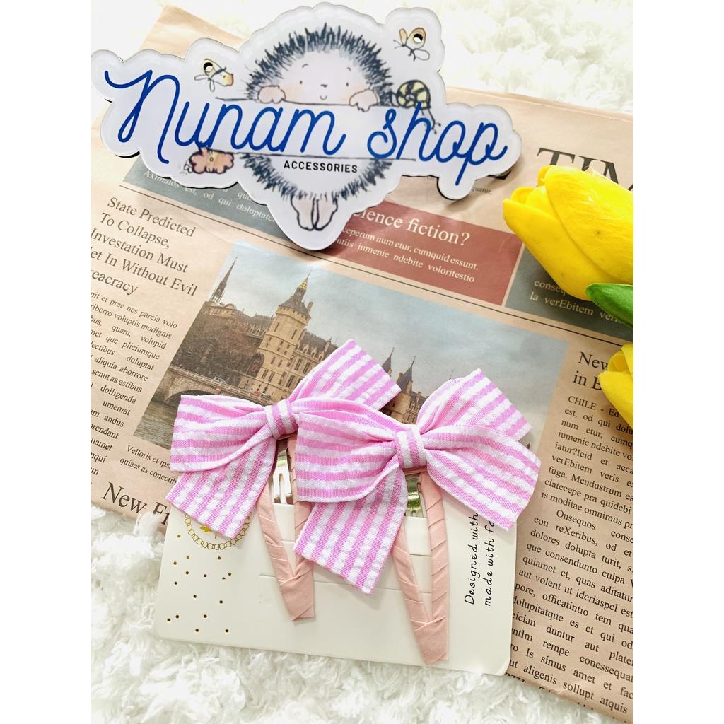 Set 2 - kẹp tóc vải nơ ca.ro tiểu thư Nunam shop kẹp tóc tiểu thư đẹp cute