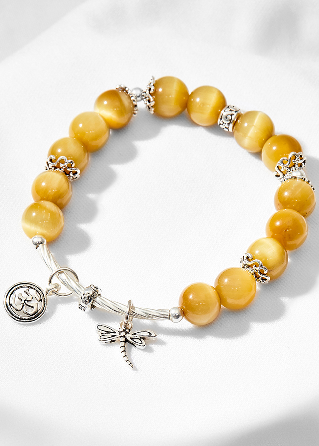 Vòng tay thạch anh mắt hổ vàng phối chuồn chuồn Ngọc Quý Gemstones