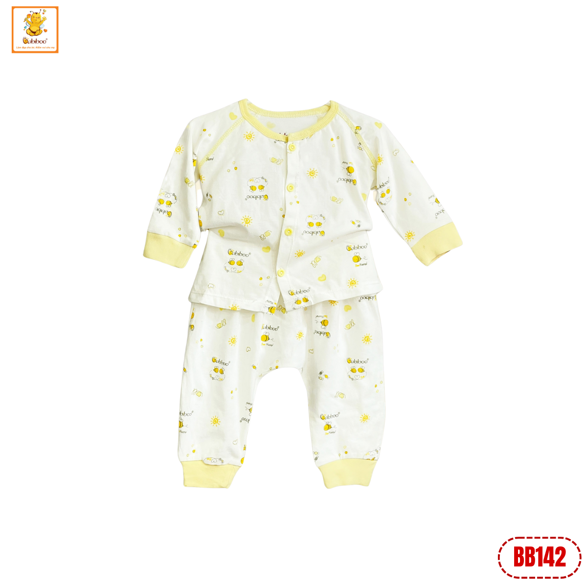 Đồ bộ cho bé sơ sinh BABIBOO đồ dài tay thu đông vải cotton siêu mềm - BB142