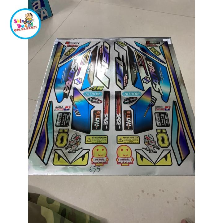 Tem xe Satria FI dán xe đen chất liệu Crom