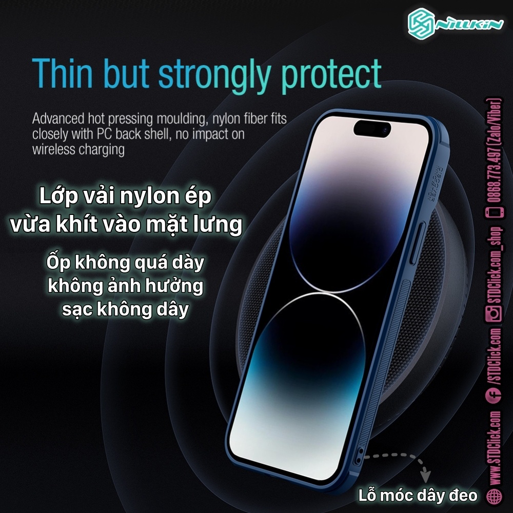 ỐP LƯNG DÀNH CHO ĐIỆN THOẠI IPHONE 14 - 14 PLUS - 14 PRO - 14 PRO MAX NILLKIN TEXTURED S NYLON FIBER BẢO VỆ CAMERA