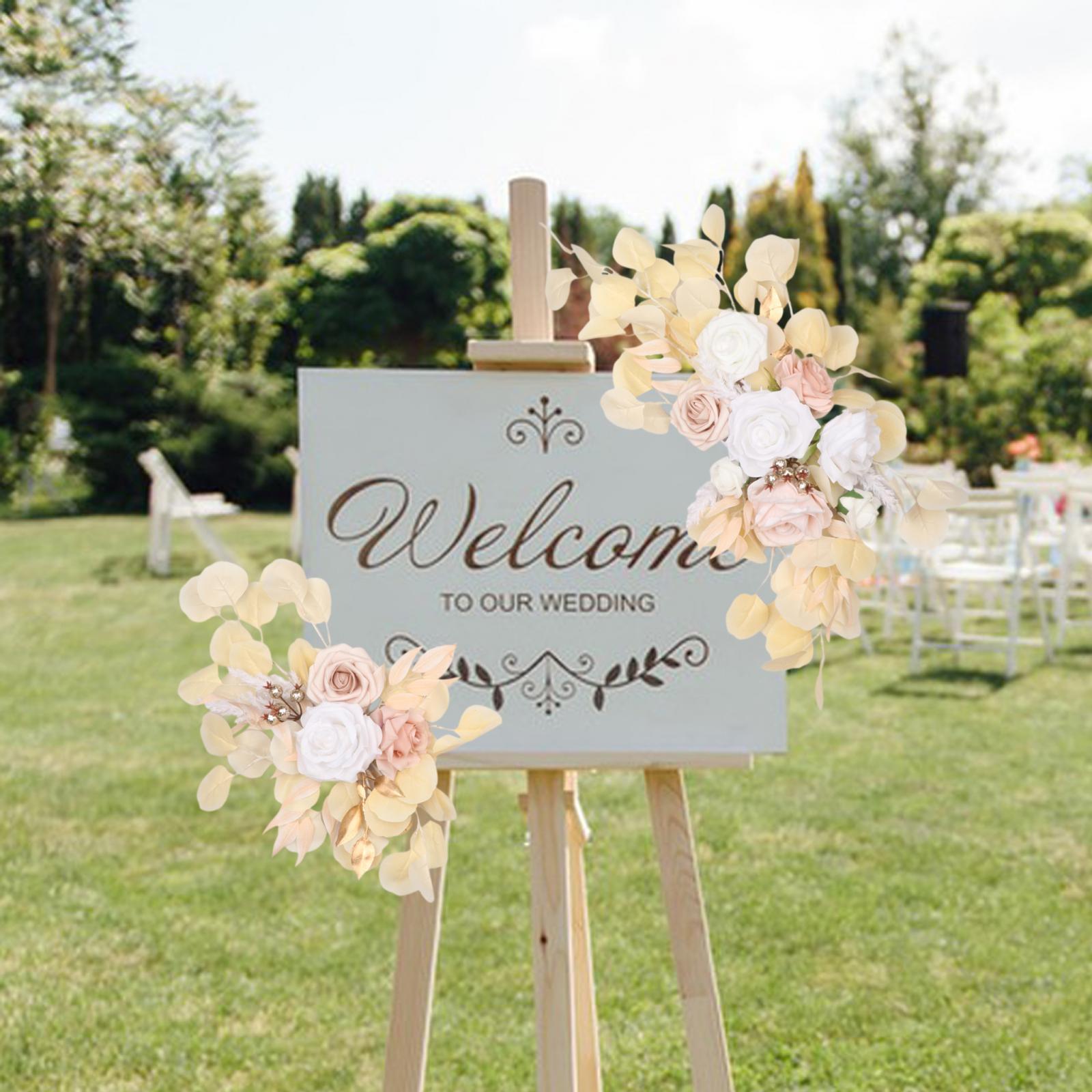2Pcs Wedding Arch Flower Swag Handmade Hanging for Wedding Ceremony Backdrop