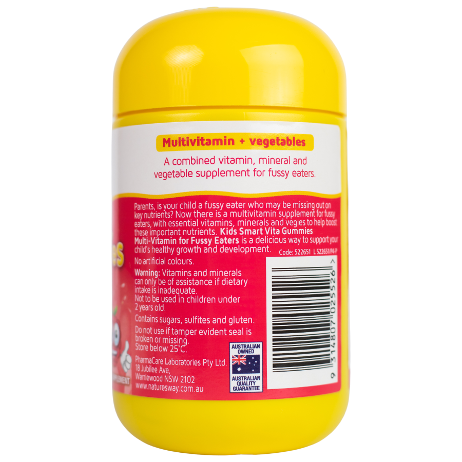 Nature's Way Kids Smart VITA GUMMIES MULTIVITAMIN FOR FUSSY EATERS - Vitamin Tổng Hợp Dạng kẹo Dẻo(60 viên/ Lọ)