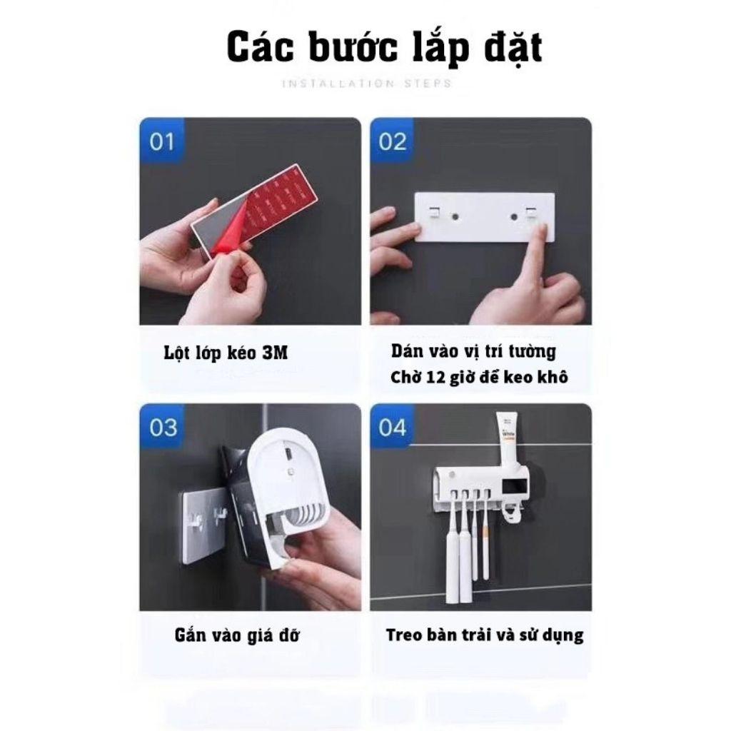 Giá Treo Bàn Chải Kem Đánh Răng Khử Khuẩn, Hộp Treo Thông Mình Tia UV Khử Trùng Công Nghệ Cao Châu Âu
