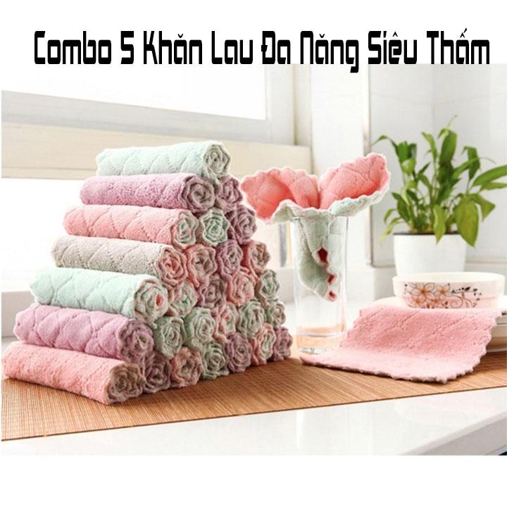 Combo 5 Khăn lau đa năng  siêu mềm mịn, thấm hút tốt,kháng khuẩn
