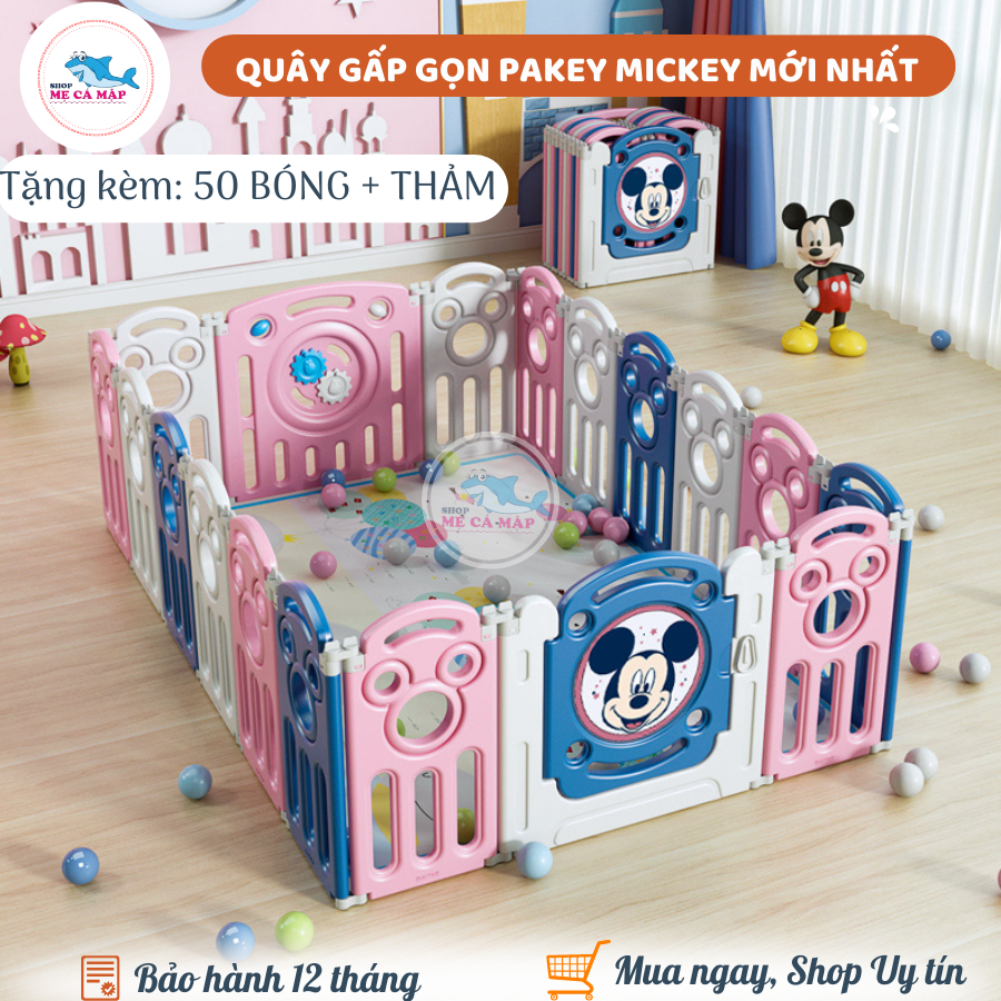 Quây nhựa gấp gọn cho bé Pakey MICKEY, MẪU HOT TREND mới nhất SALE GIÁ CỰC SỐC