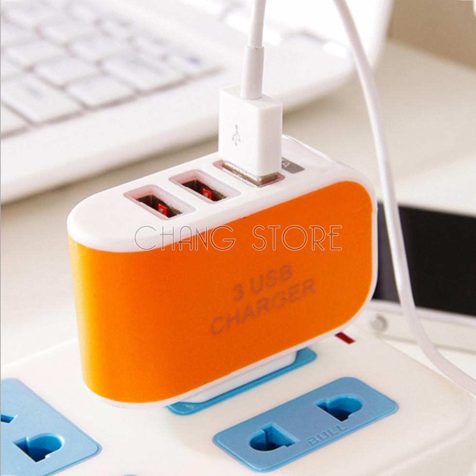 Cốc sạc 3 cổng USB tiện dụng - củ sạc điện thoại nhiều màu