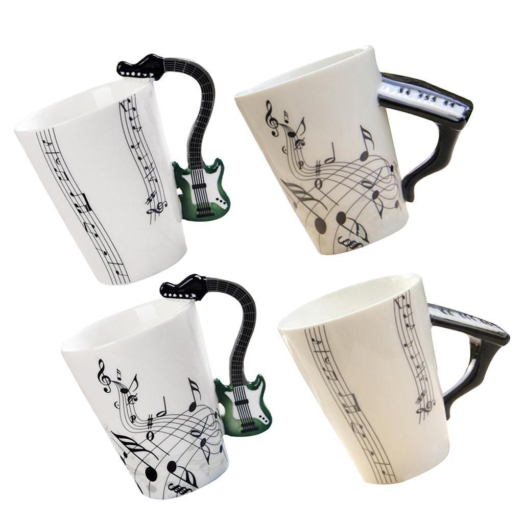 400ml Music Mug with Handle Coffee Cup Ceramic Cup Gift for Friend Guitar