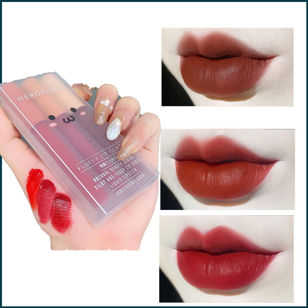 Set 3 Cây Son Kem Lì Herorange Fluffy Lip Glaze