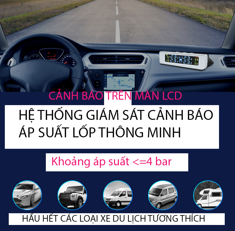 Bộ Cảm Biến Áp Suất Lốp Ô Tô Xe Hơi Car365 Chính Hãng Van Ngoài, Màn Hình Màu Bản Quốc Tế Thế Hệ Mới - CAR29