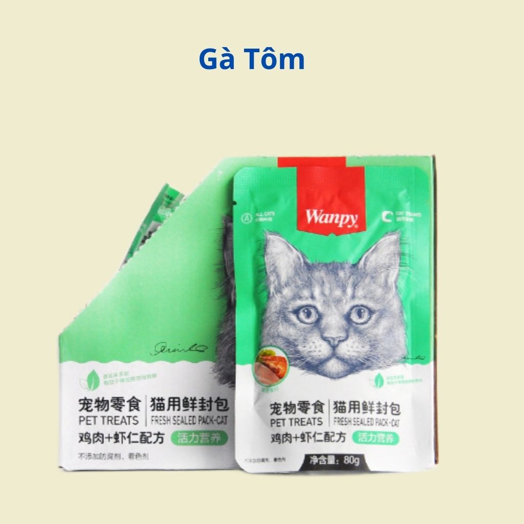 PATE WANPY dinh dưỡng thơm ngon cho mèo - gói 80g