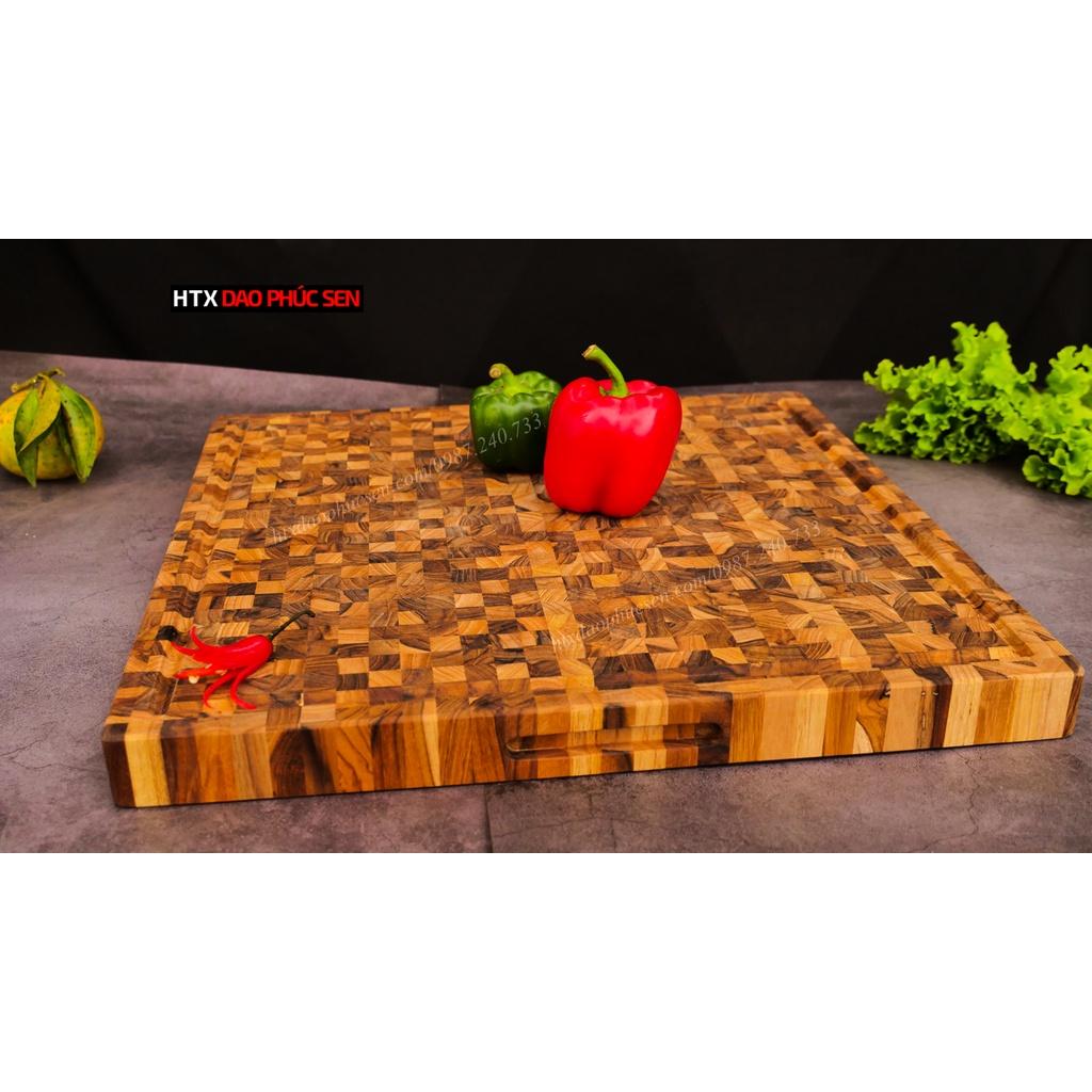 Thớt Gỗ Teak Cao Cấp - Chặt thái, Trang Trí - 45x45x3,8cm - VDC06 | HTX DAO PHÚC SEN