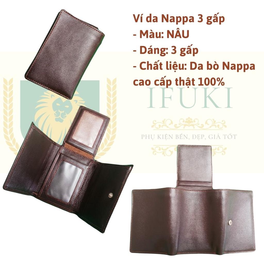 Ví nam gấp 3 , làm từ da bò Nappa thật cao cấp , nhỏ gọn , đẹp , dùng đựng thẻ , đựng tiền – IFUKI