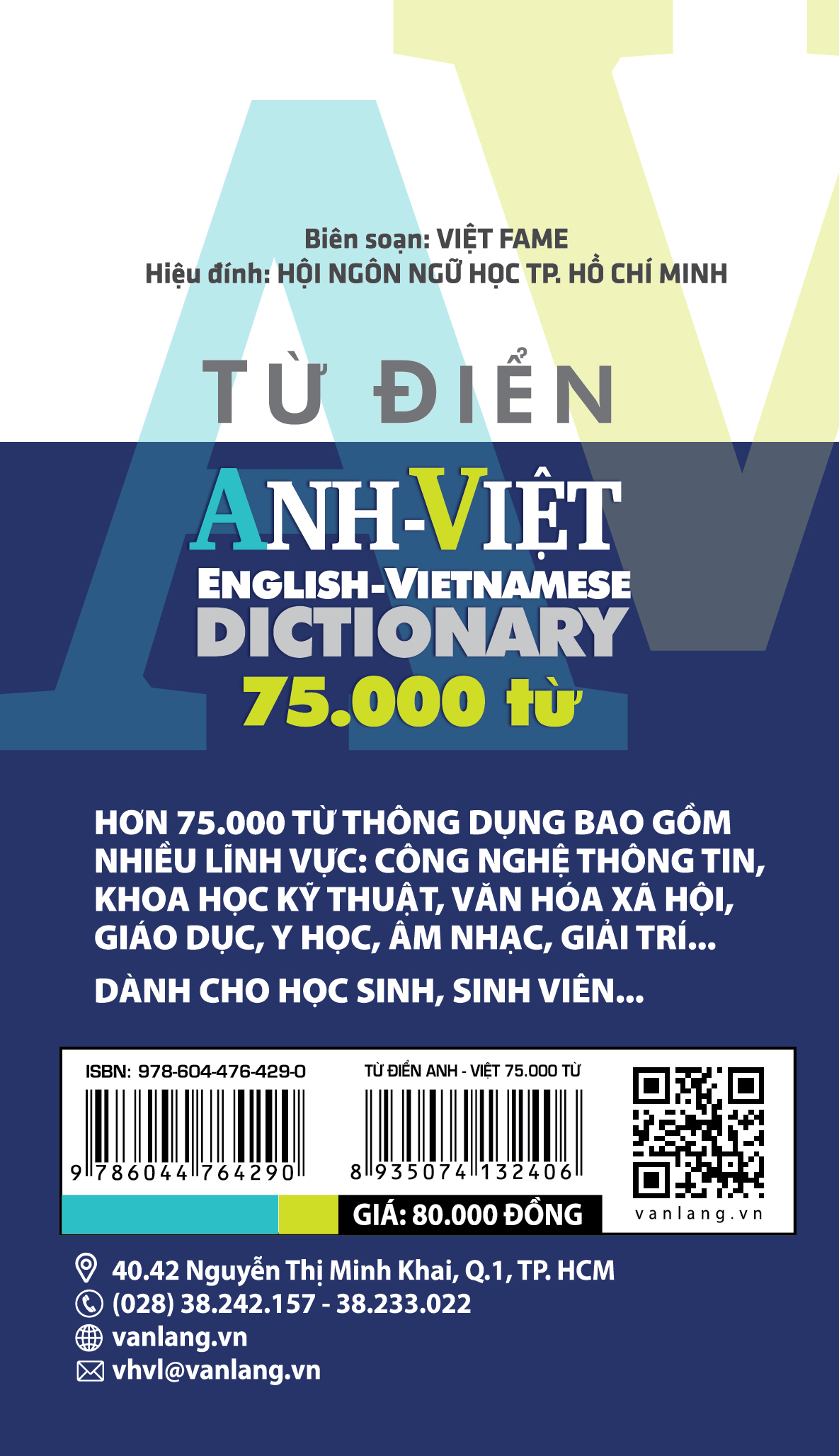 Hình ảnh Từ Điển Anh Việt 75000 Từ - Vanlangbooks -Tái Bản