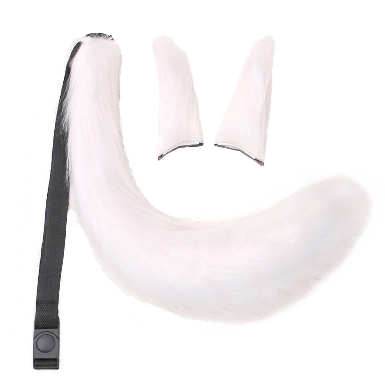 3x Plush Ears and Tail Set Lolita Cosplay Hair Accessories Headdress for Kids Adult
