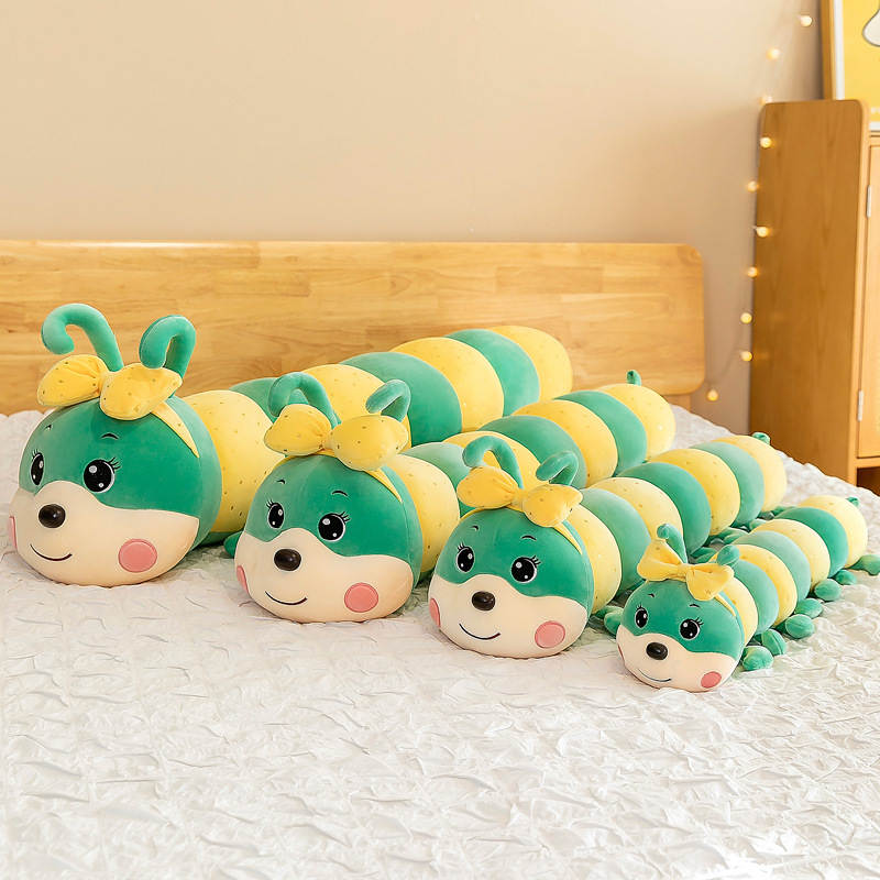 Gấu Bông Con Sâu Đeo Nơ Siêu Mềm Siêu Xinh Vải Miniso Siêu Mềm Mịn Cao Cấp - Gối Ôm Con Sâu Đeo Nơ Dễ Thương Cho Bé