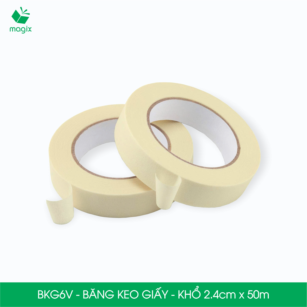 BKG6V - Block 12 cuộn băng keo giấy khổ 2.4cm x 50m - Băng dính giấy viết được, chặn màu sơn