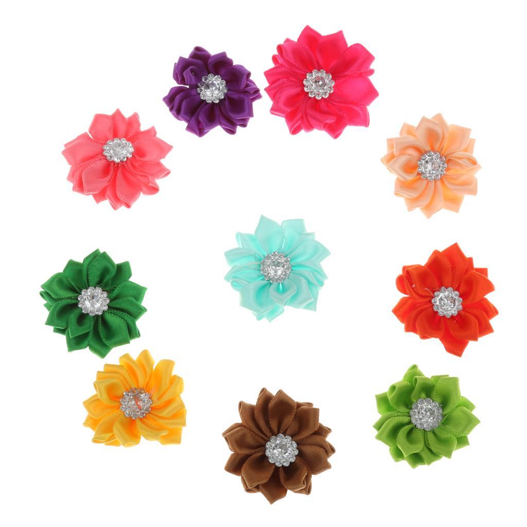 10pcs Satin Ribbon Flower Craft DIY Accessory Wedding Appliques Multi-color