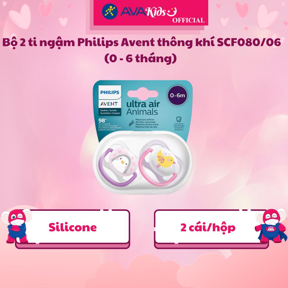 Bộ 2 ti ngậm Philips Avent thông khí SCF080/06 (0 - 6 tháng) - Hàng Chính Hãng