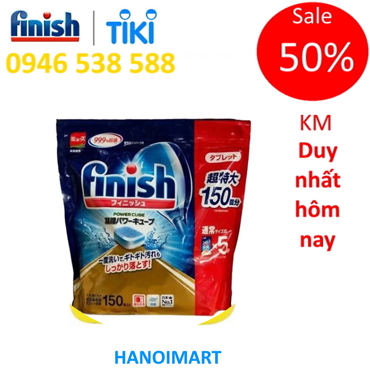 Viên rửa chén bát finish 150 viên diệt khuẩn nội địa nhật bản