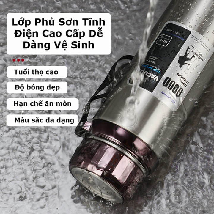 Bình giữ nhiệt nóng lạnh Inox dung tích 1500ml, bình nước giữ nhiệt 6 lớp có lưới lọc trà