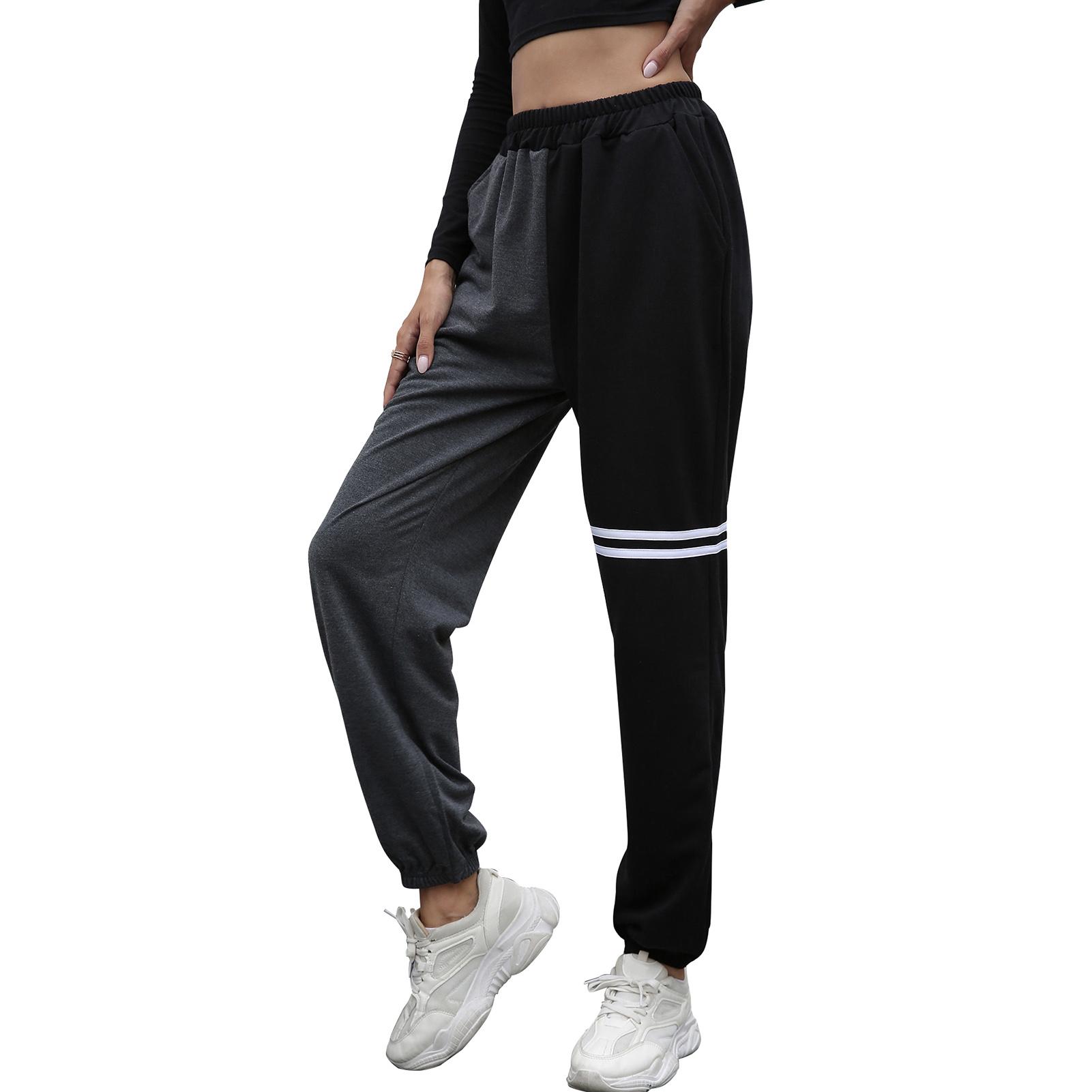 Women Loose Sweatpants Color Splicing Joggers Yoga Pants Lounging Casual Trousers