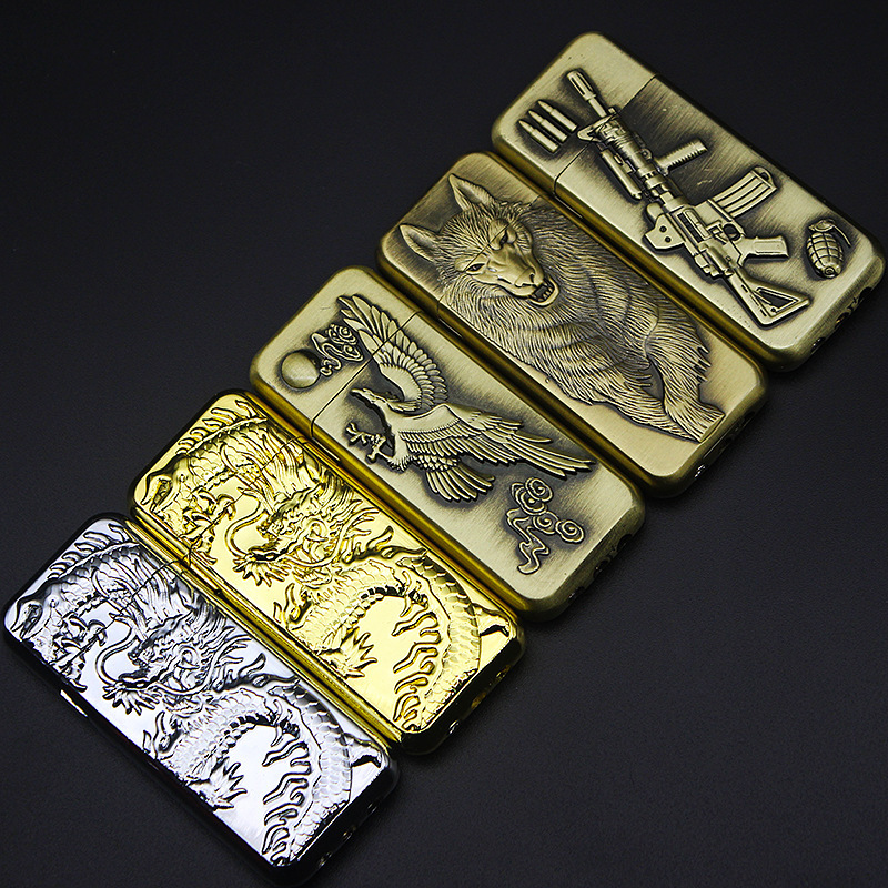 Hột Quẹt Bật Lửa Gas XF-612 Siêu Mỏng Nhẹ Hoạt Tiết Sói, Đại Bàng Dũng Mãnh-Giao Hình Ngẫu Nhiên