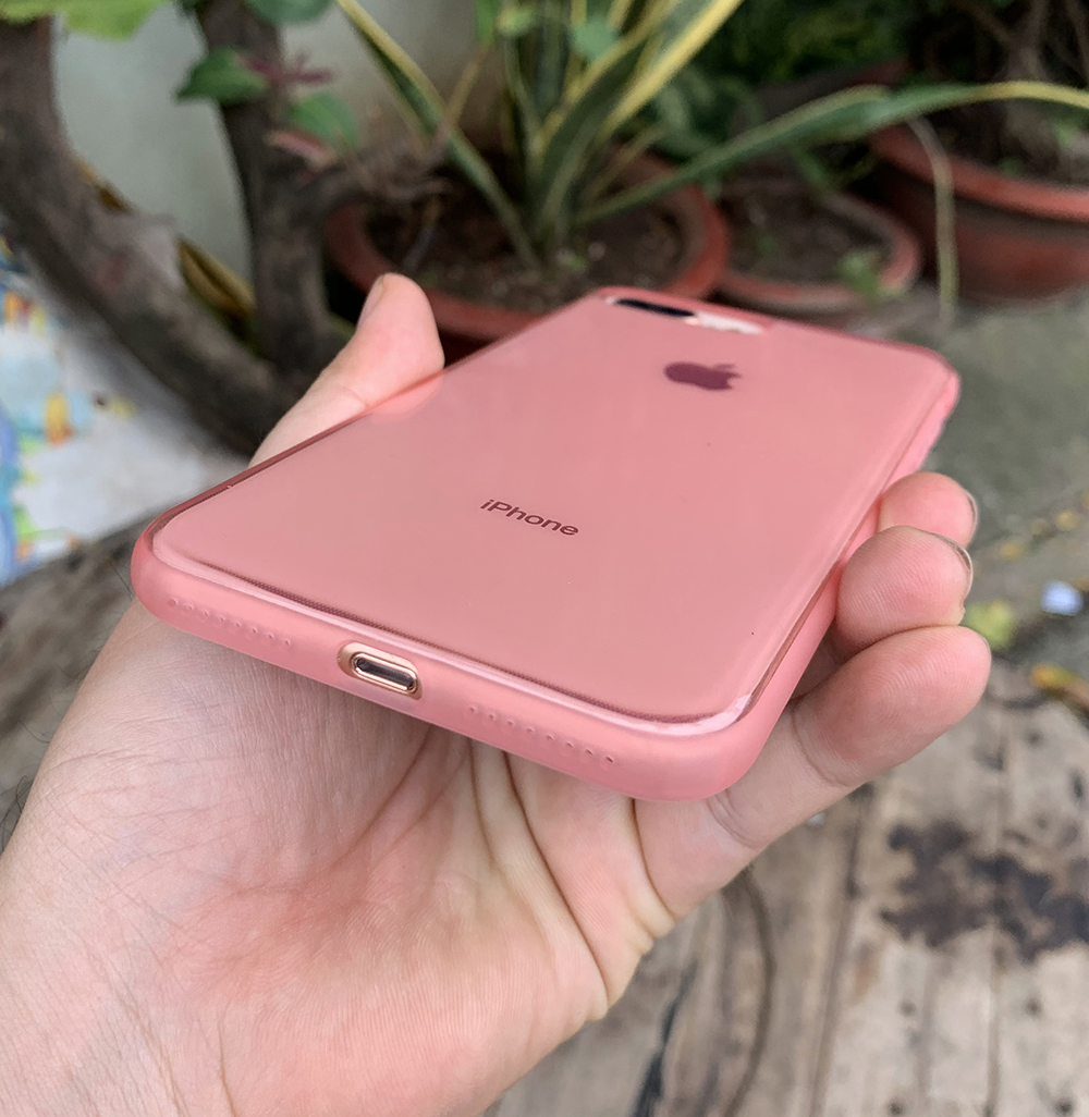 Ốp lưng dẻo cao cấp dành cho iPhone 7 Plus / iPhone 8 Plus - Màu hồng mờ