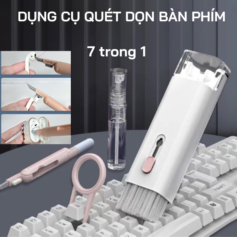 Bộ Dụng Cụ Vệ Sinh Tai Nghe, Bàn Phím Máy Tính Đa Năng 7 Trong 1, Nhỏ Gọn, Tiện Lợi - Hàng Chính Hãng