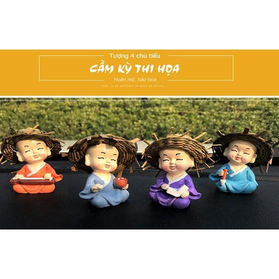 Bộ 4 Tượng Chú Tiểu Cầm Kỳ Thi Họa Cao Cấp