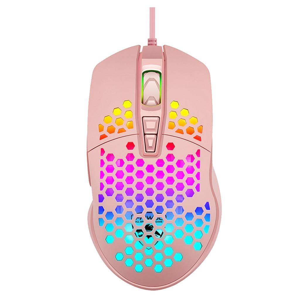 RGB Backlit USB Gaming Mouse 7 Buttons 1600DPI With Honeycomb Shell