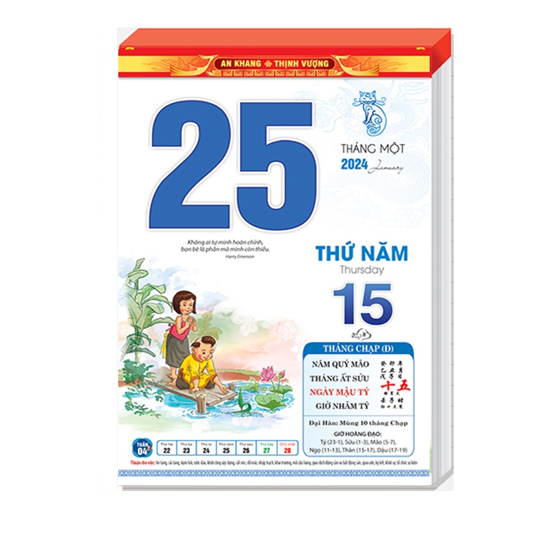 Lịch Bloc rời - Bloc lịch đại, kích thước 17 x 25 cm – Không bìa