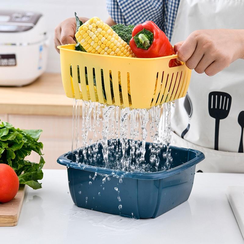 Hộp đựng thực phẩm có rổ và nắp chứa rau củ, hoa quả để ngăn mát tủ lạnh đa năng tiện ích