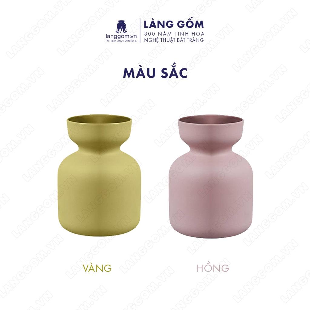 Bình hoa, lọ hoa Gốm sứ Bát Tràng cao cấp Men mát dạng túm lùn dùng làm quà tặng, trang trí - Làng Gốm Bát Tràng