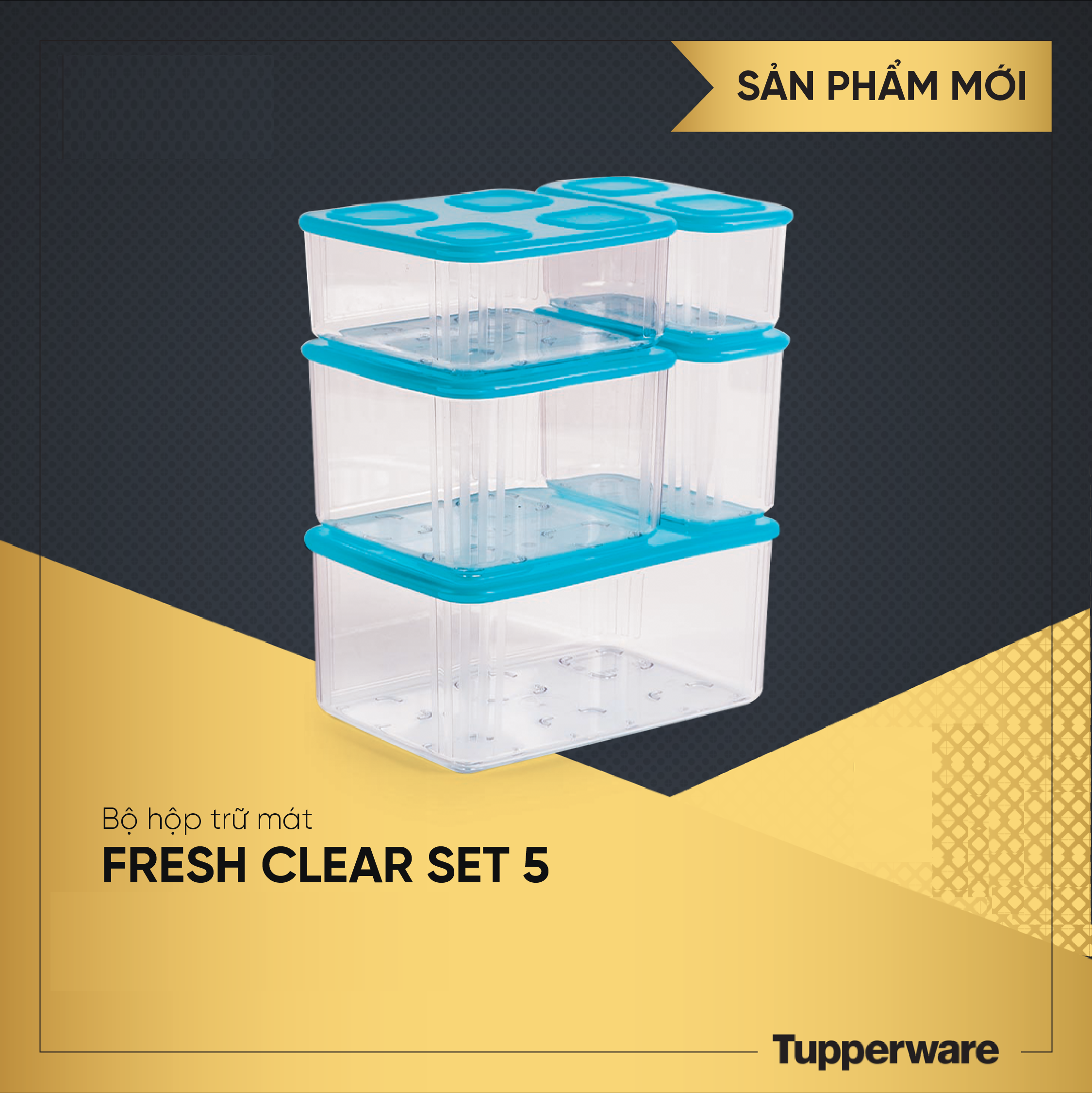 Bộ Trữ Mát Tupperware Fresh Clear nhưa trong suốt (set 5) - Mẫu mới