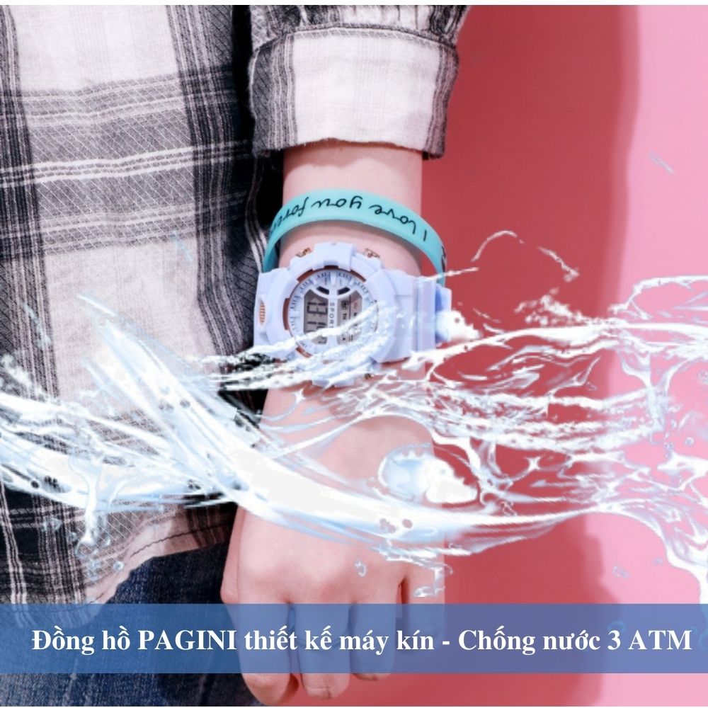 Đồng hồ điện tử thể thao nam nữ PAGINI phong cách Hàn Quốc – Đa chức năng báo thức – Hiển thị lịch ngày giờ thứ - WA000002