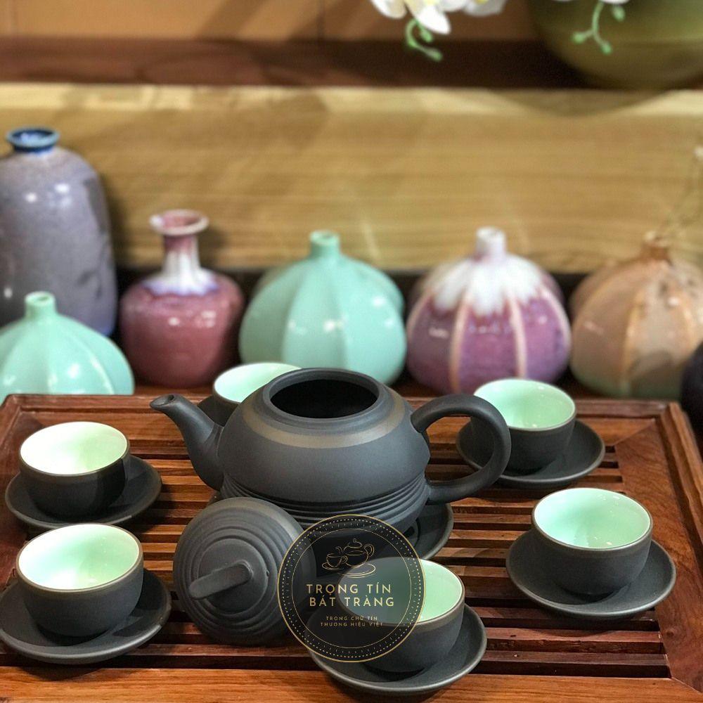 Bộ Ấm Chén Trà Đạo Gốm Tử Sa Bát Tràng Dáng Song Quyên Dung Tích 380ml AVMT 37