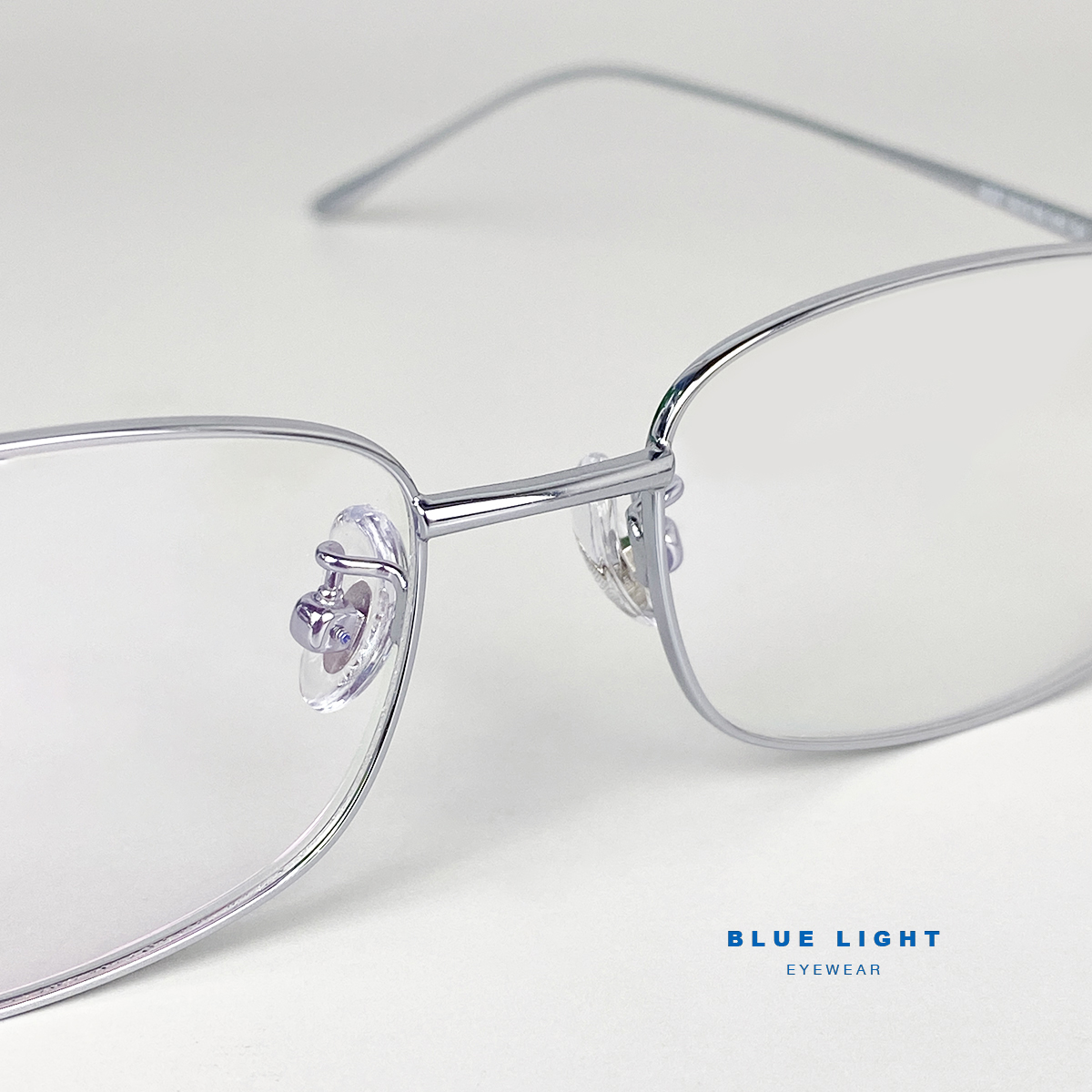 Gọng Kính Cận, Kính Giả Cận Nam Nữ TITANIUM Mắt Vuông Nhỏ Xíu, Cao Cấp Siêu Nhẹ, Full Đen, Bạc - BLUE LIGHT